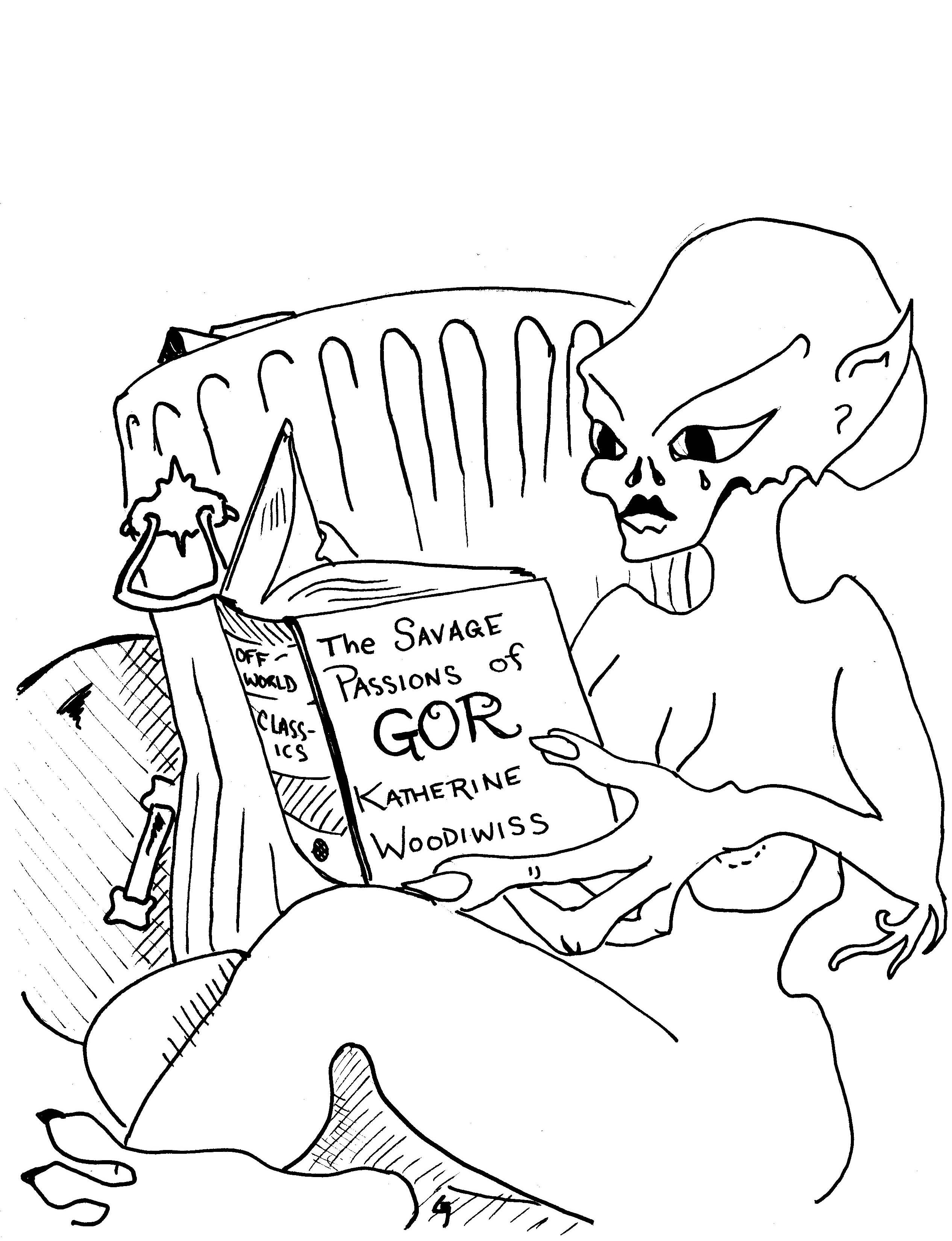 Alien reading trashy romance